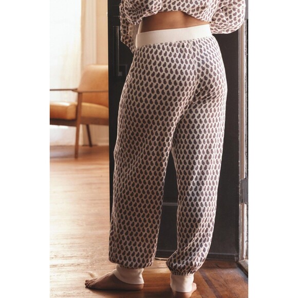 By Anthropologie Waffle-Knit Pajama Pants Ribbed High Waisted Pull-on L-P 273516 - Picture 7 of 13